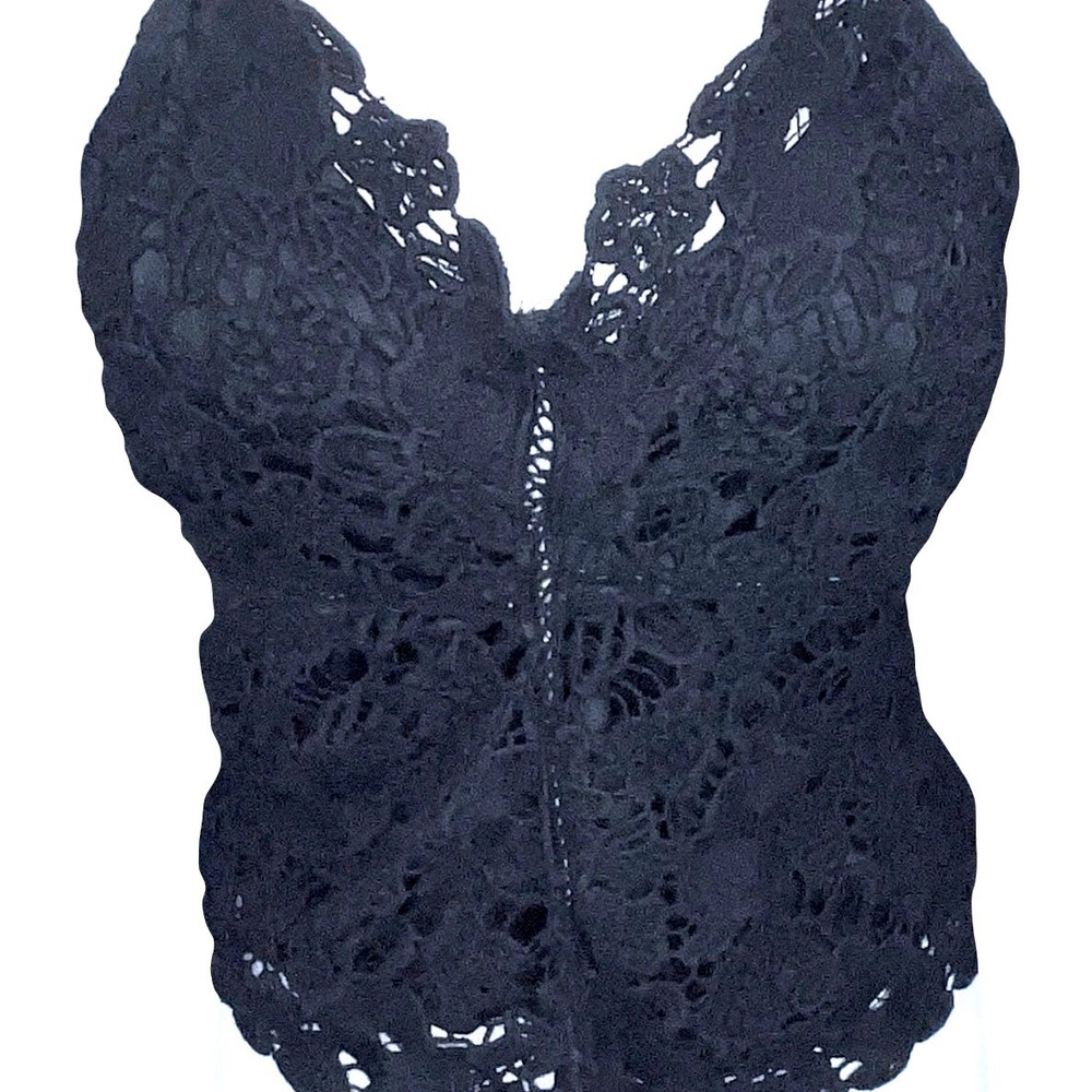Ambiance Women Camisole Black Lace Front Adjustable Straps Boho Chic XL